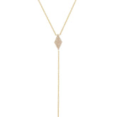 0.14ct 14k Yellow Gold Diamond Pave Lariat Necklace
